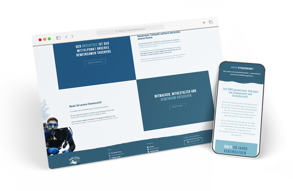 Manta Divers Referenz Webseite